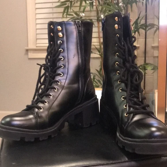 JUSTFAB Mid-Calf Zip Lug Sole Combat Boot - Picture 5 of 7